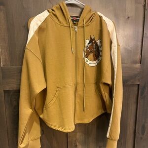 Marvel cowboy crop hoodie with horse detail